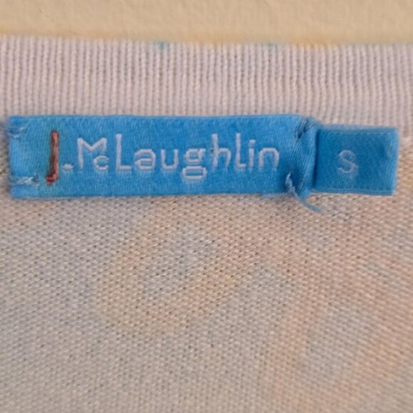 J. Mclaughlin Designer Seashell Yellow Blue  Button Sleeve Sweater Size S - Picture 6 of 7